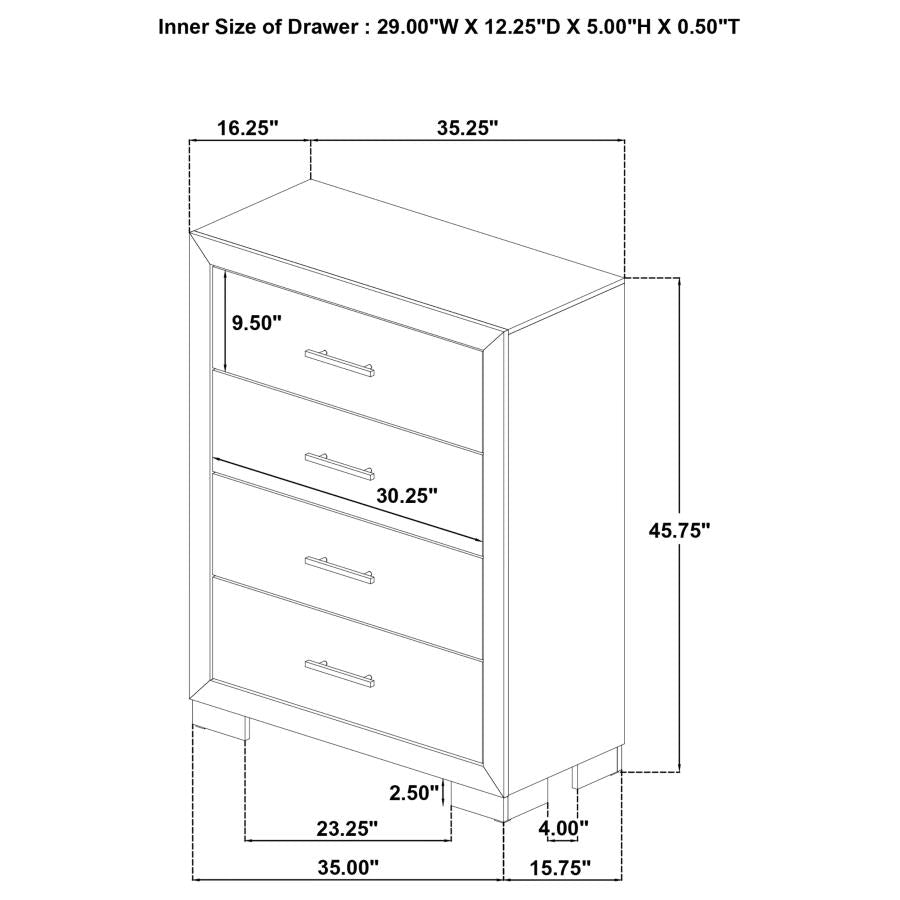 Arielle 4-Drawer Bedroom Chest Of Drawers Light Oak