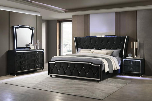 Lorient 4-Piece Eastern King Bedroom Set Black