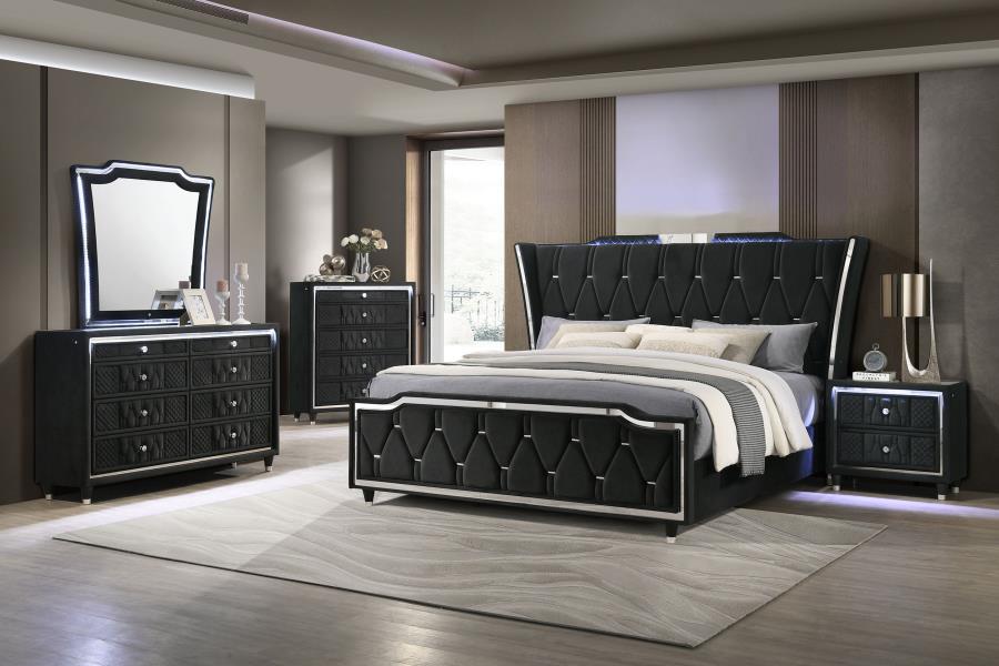 Lorient 5-Piece Eastern King Bedroom Set Black