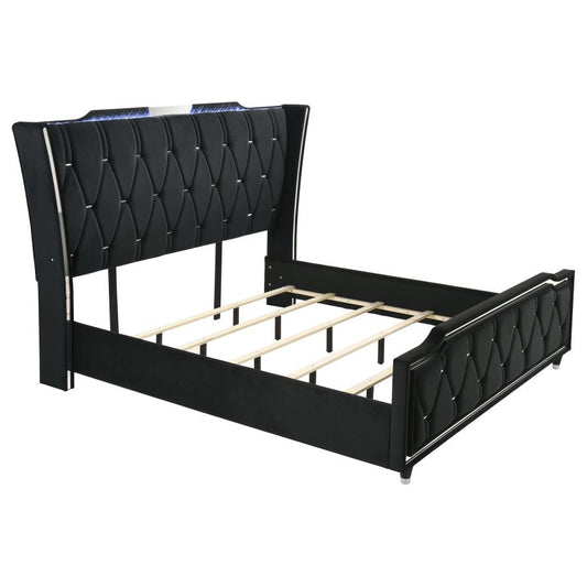Lorient Eastern King Led Upholstered Bed Black
