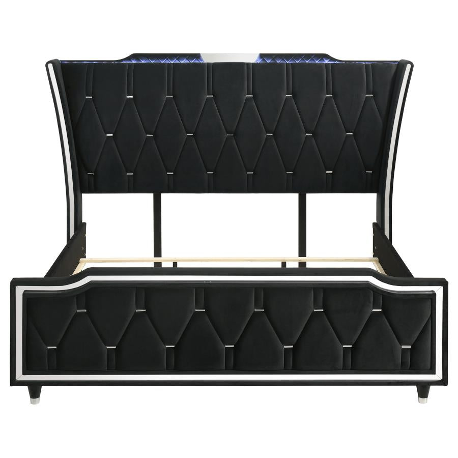 Lorient Eastern King Led Upholstered Bed Black