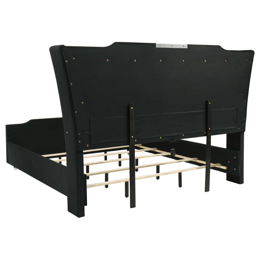 Lorient Eastern King Led Upholstered Bed Black