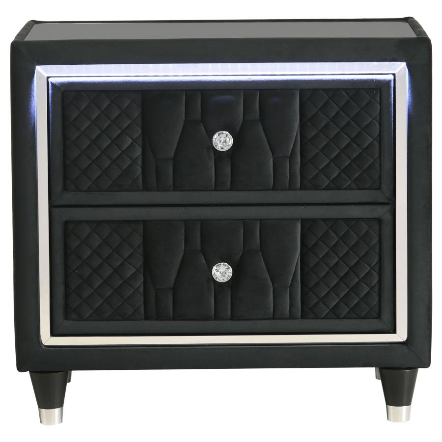 Lorient 2-Drawer Led Nightstand With Usb Black