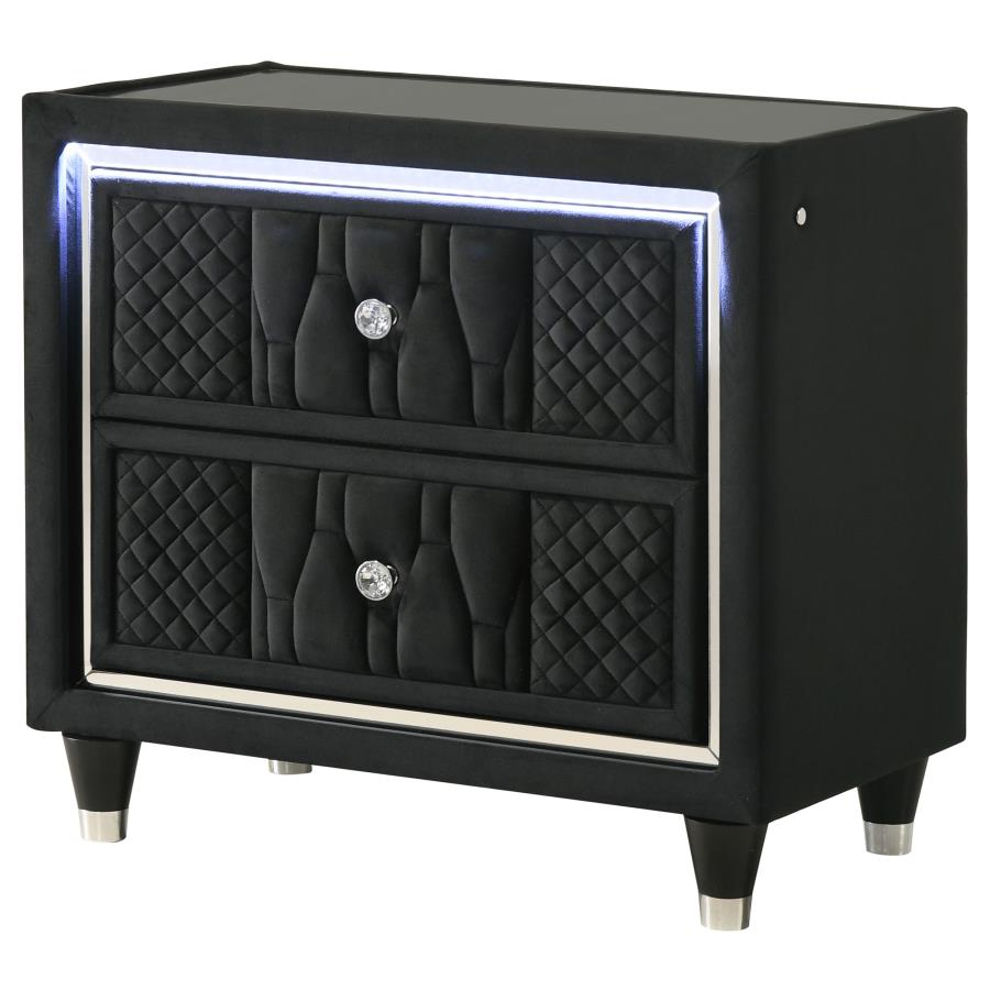 Lorient 2-Drawer Led Nightstand With Usb Black