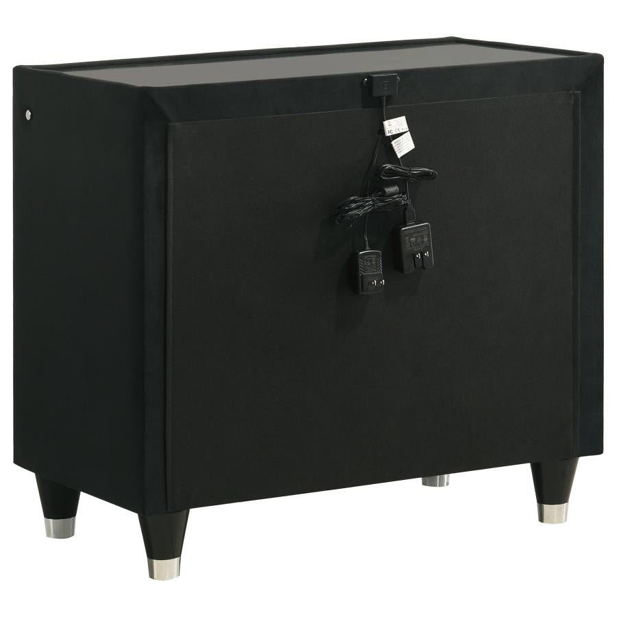 Lorient 2-Drawer Led Nightstand With Usb Black