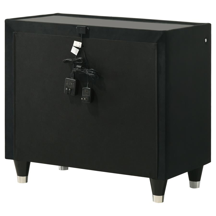 Lorient 2-Drawer Led Nightstand With Usb Black