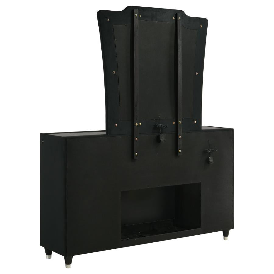 Lorient 8-Drawer Led Flame Box Dresser And Mirror Black