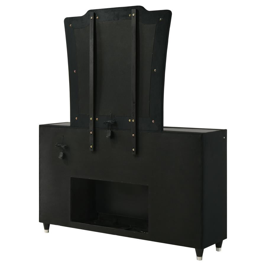 Lorient 8-Drawer Led Flame Box Dresser And Mirror Black
