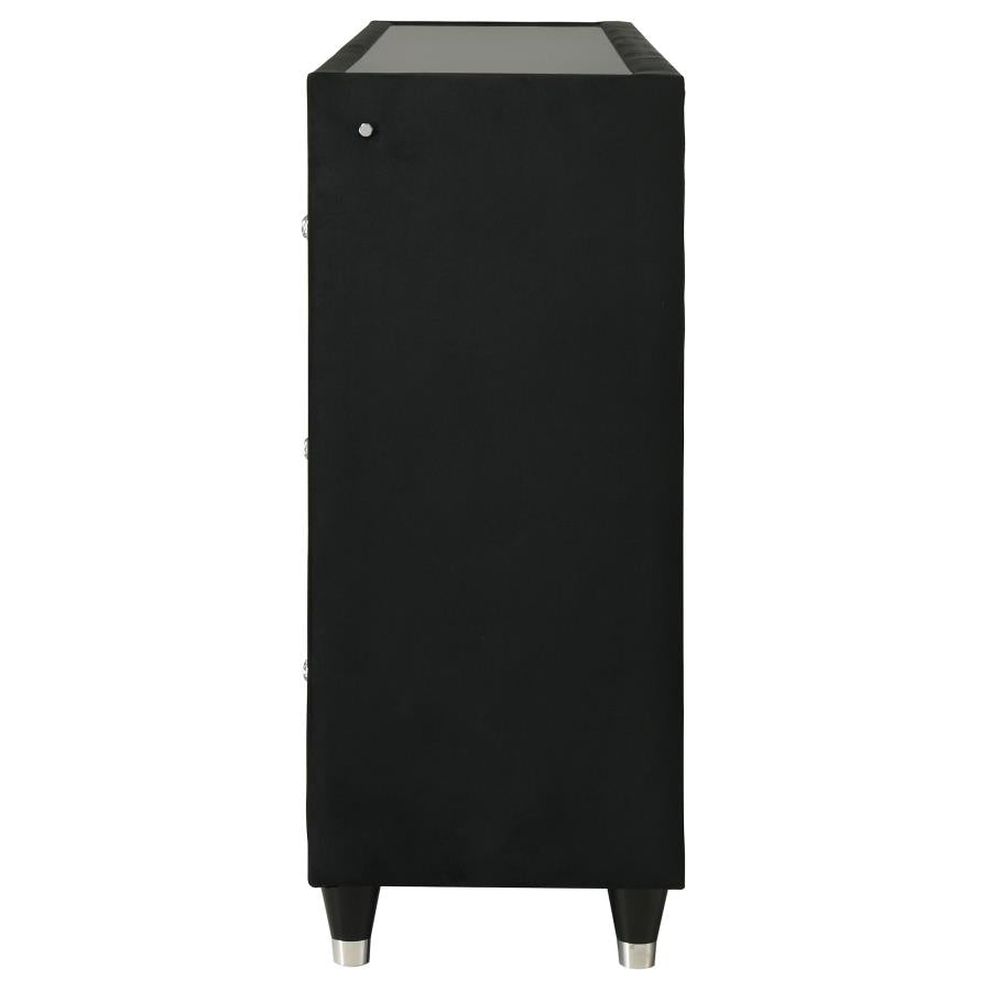 Lorient 8-Drawer Led Bedroom Flame Box Dresser Black