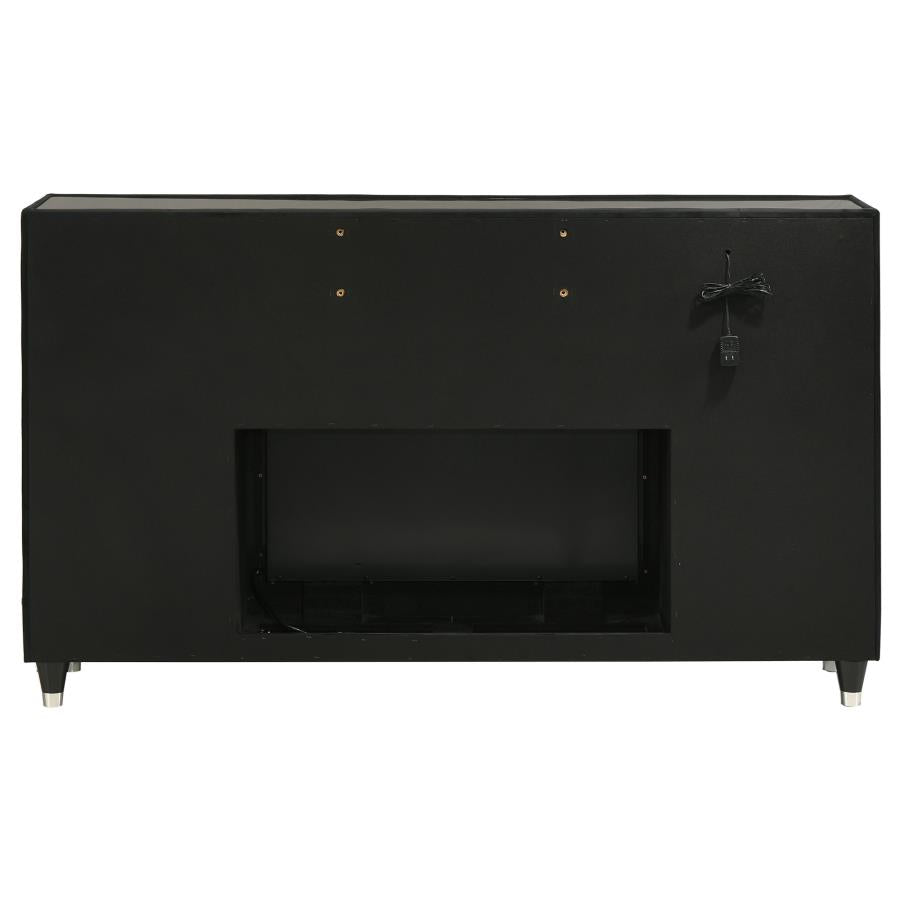 Lorient 8-Drawer Led Bedroom Flame Box Dresser Black