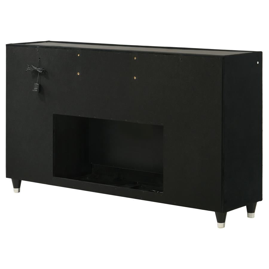 Lorient 8-Drawer Led Bedroom Flame Box Dresser Black
