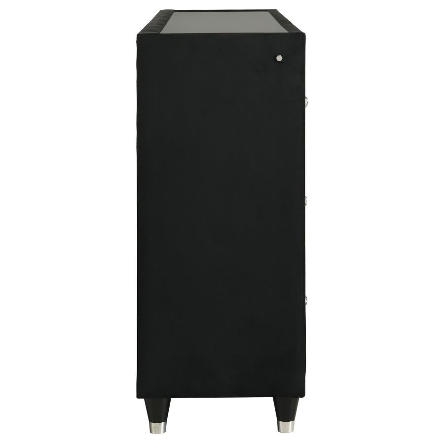 Lorient 8-Drawer Led Bedroom Flame Box Dresser Black