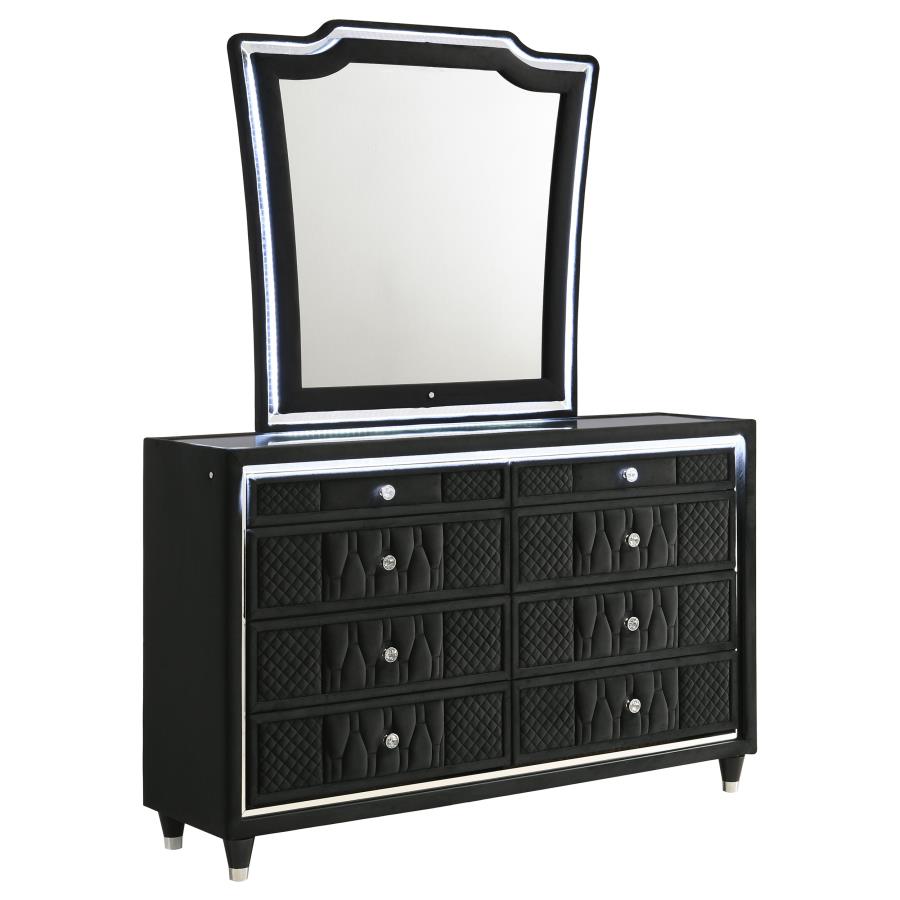 Lorient 8-Drawer Led Dresser With Mirror Black