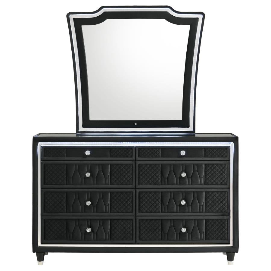 Lorient 8-Drawer Led Dresser With Mirror Black