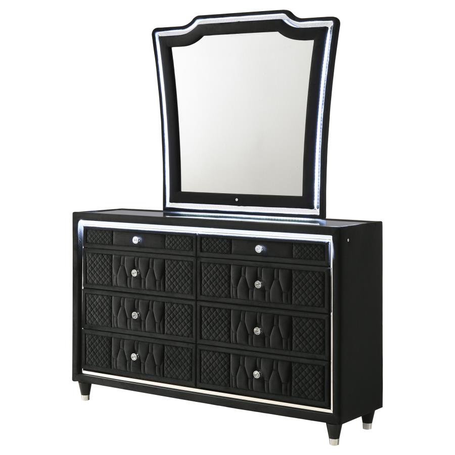 Lorient 8-Drawer Led Dresser With Mirror Black