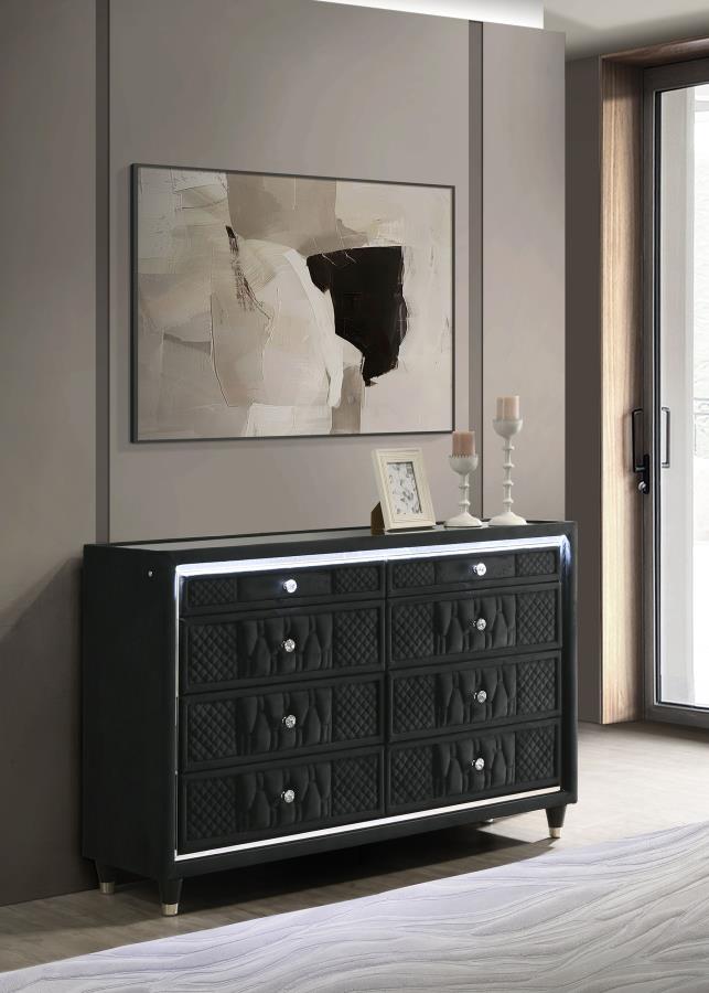 Lorient 8-Drawer Led Bedroom Dresser Cabinet Black
