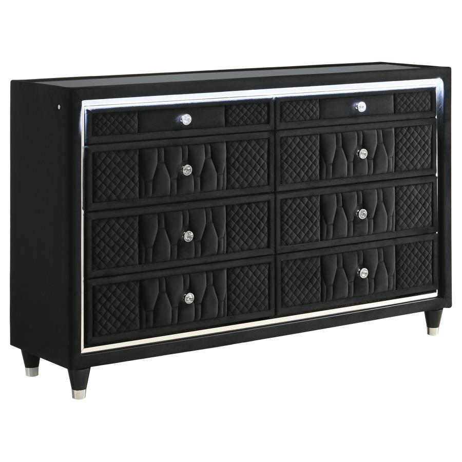 Lorient 8-Drawer Led Bedroom Dresser Cabinet Black