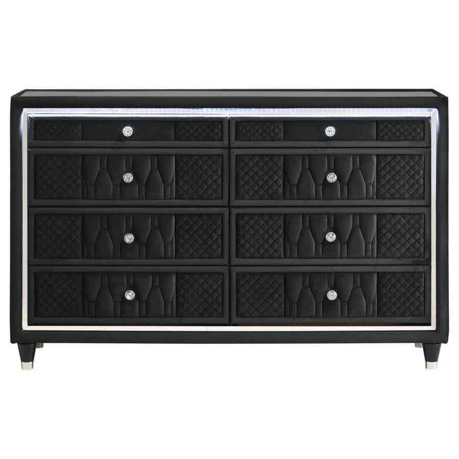 Lorient 8-Drawer Led Bedroom Dresser Cabinet Black