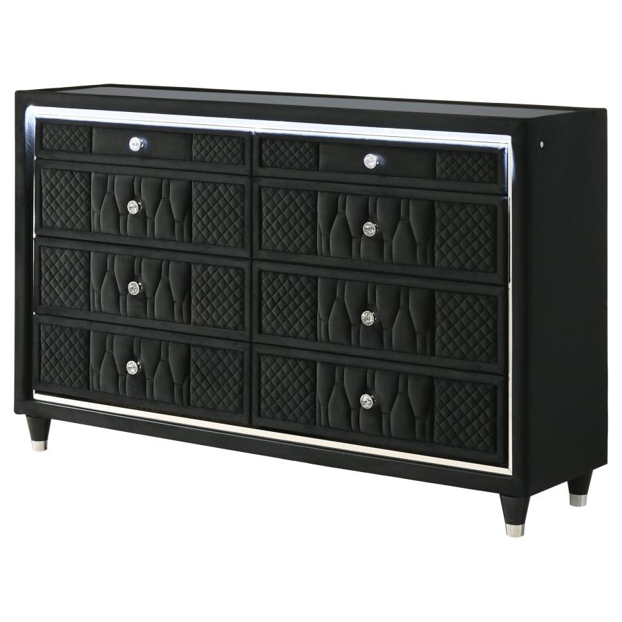 Lorient 8-Drawer Led Bedroom Dresser Cabinet Black