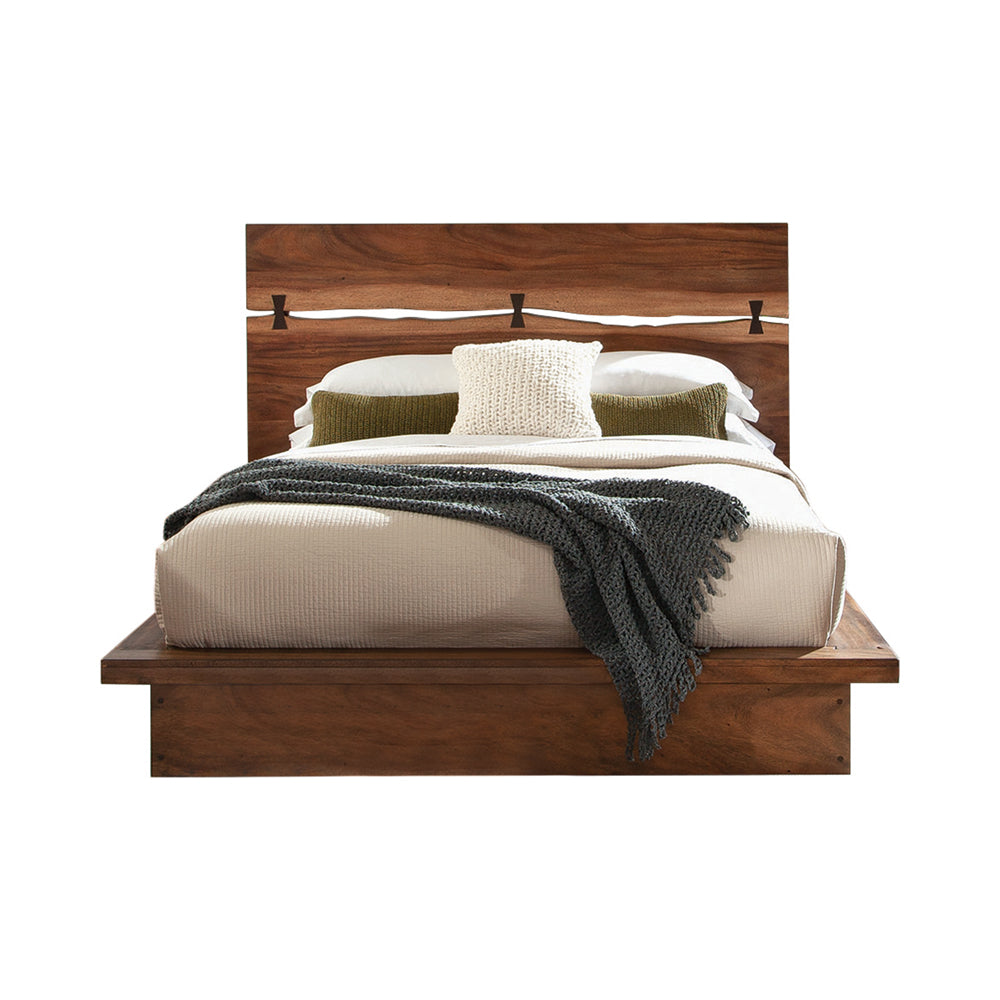 Winslow Wood Queen Panel Bed Smokey Walnut and Coffee Bean