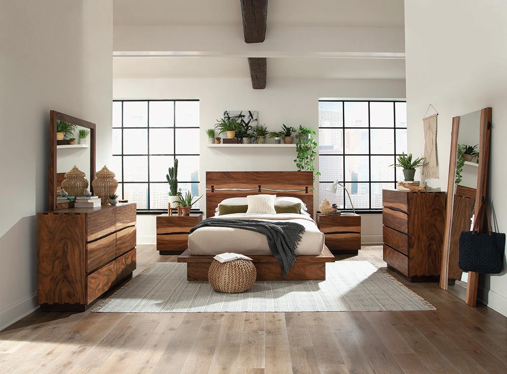 Winslow Wood Queen Storage Panel Bed Smokey Walnut