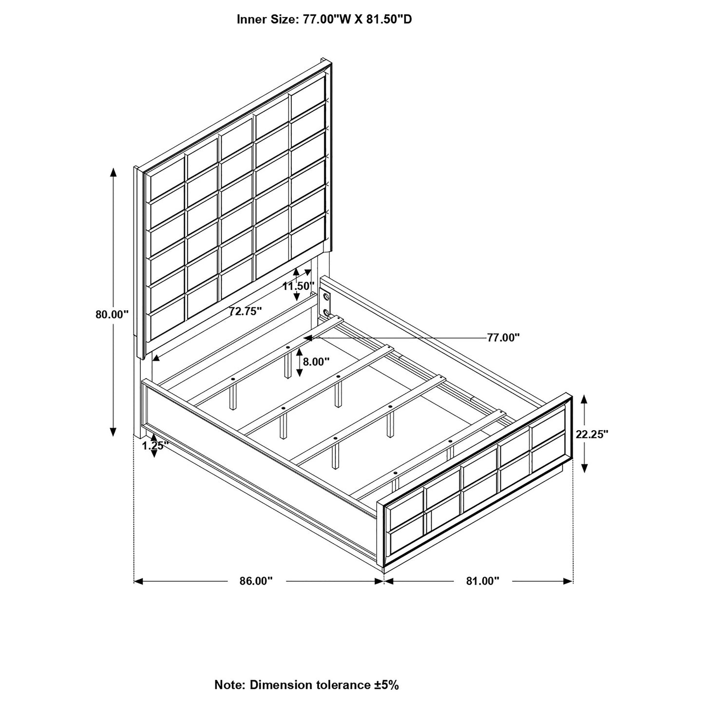 Durango 77-inch Eastern King Panel Bed Smoked Peppercorn