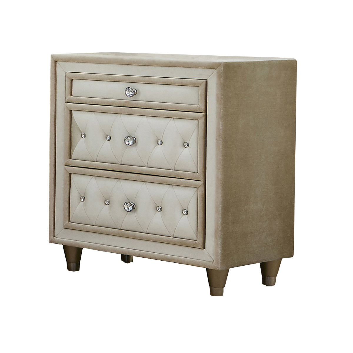 Antonella Upholstered Eastern King Panel Bed Ivory and Camel