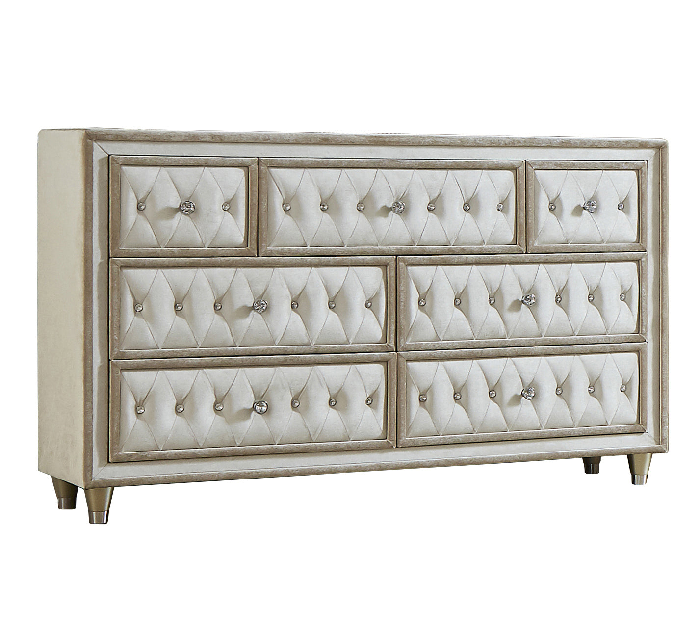 Antonella Upholstered Eastern King Panel Bed Ivory and Camel