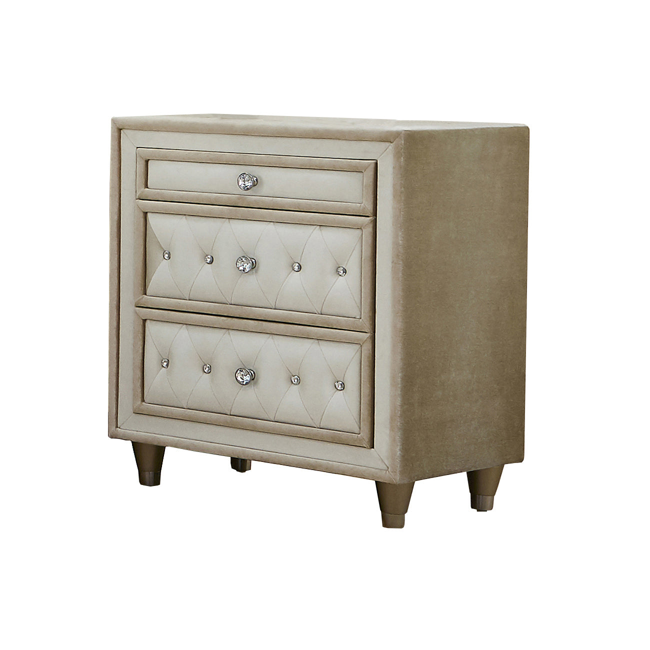 Antonella Upholstered Eastern King Panel Bed Ivory and Camel