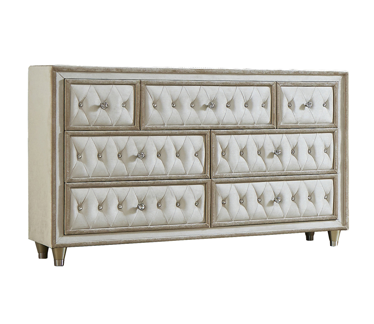 Antonella Upholstered Eastern King Panel Bed Ivory and Camel