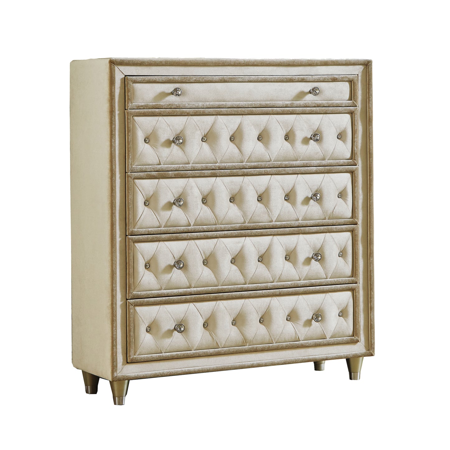 Antonella Upholstered Eastern King Panel Bed Ivory and Camel