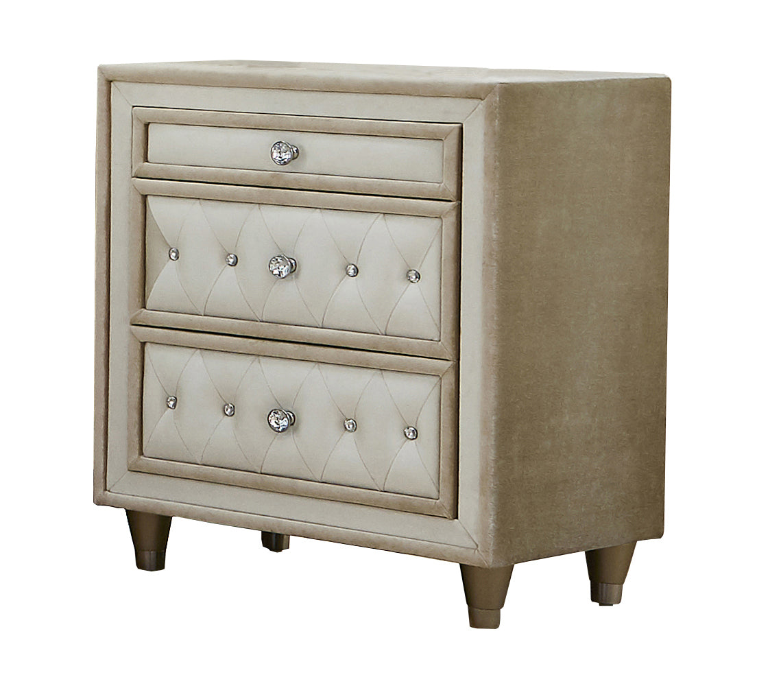 Antonella Upholstered Queen Panel Bed Ivory and Camel