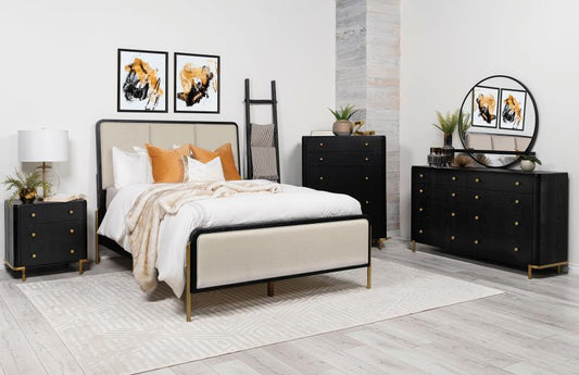 Arini 5-Piece Eastern King Bedroom Set Cream And Black