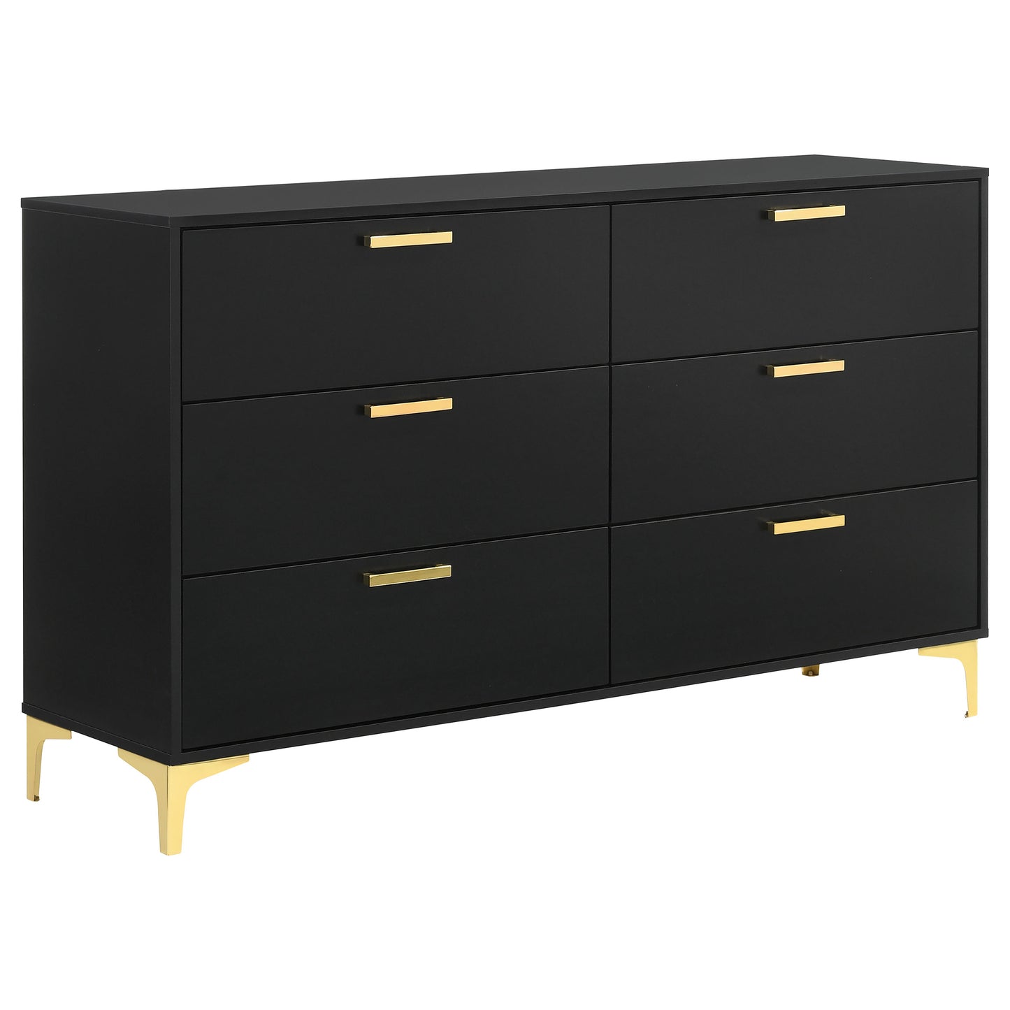 Kendall Tufted Panel Queen Bed Black and Gold