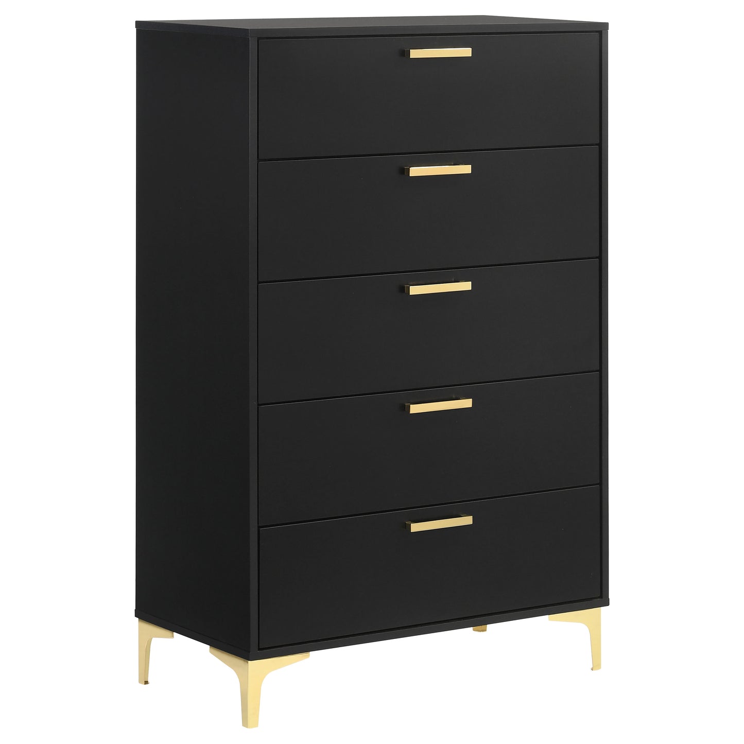 Kendall Tufted Panel Queen Bed Black and Gold