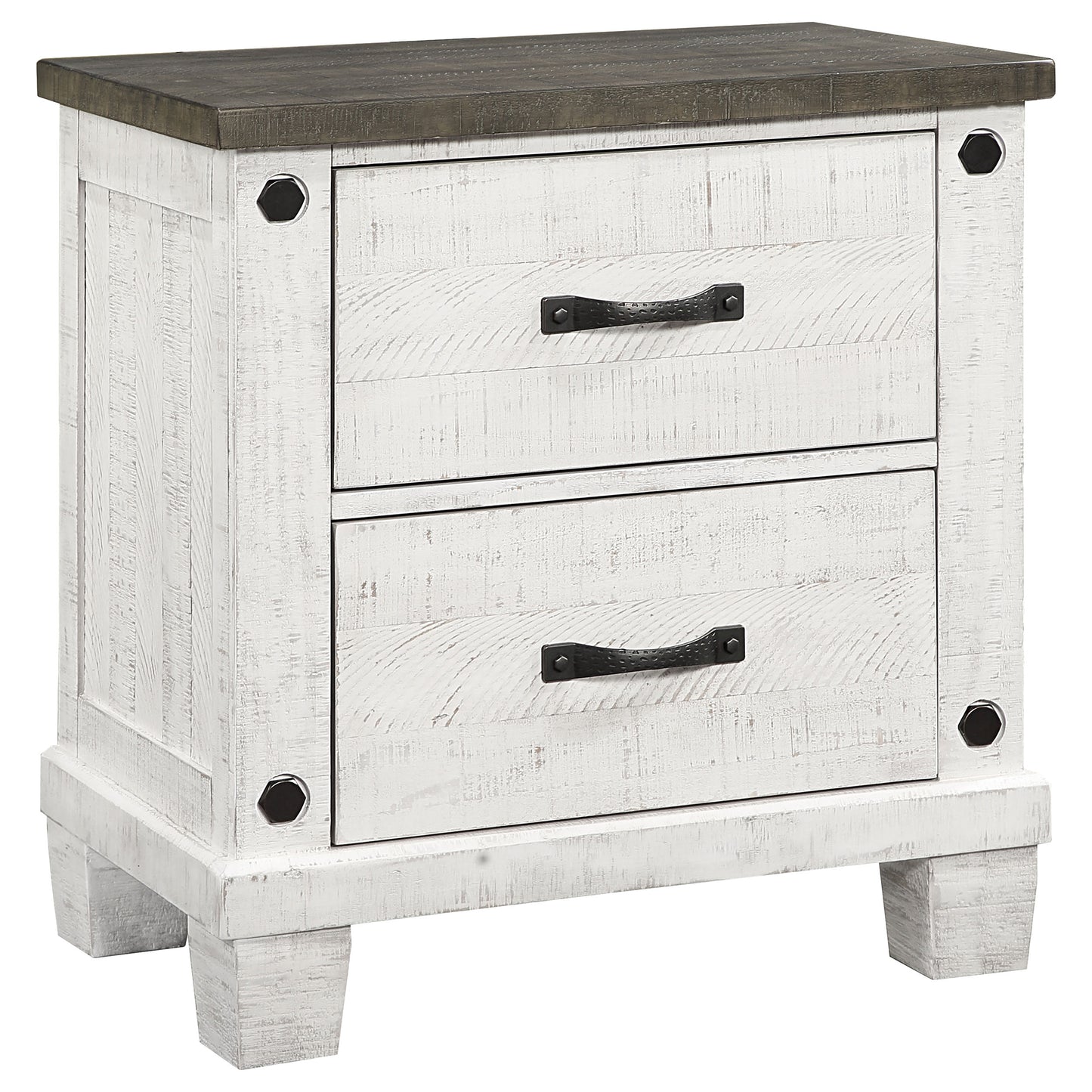 Lilith Wood Eastern King Panel Bed Distressed White