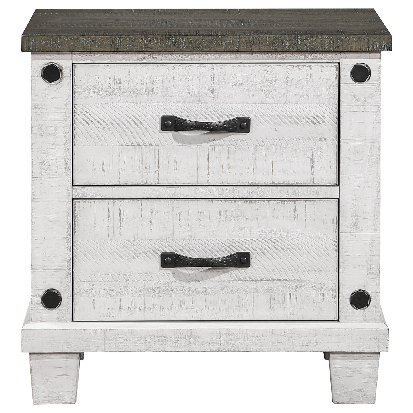 Lilith Wood Eastern King Panel Bed Distressed White