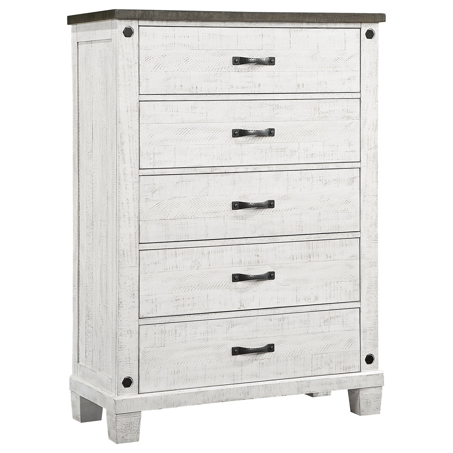 Lilith Wood Eastern King Panel Bed Distressed White