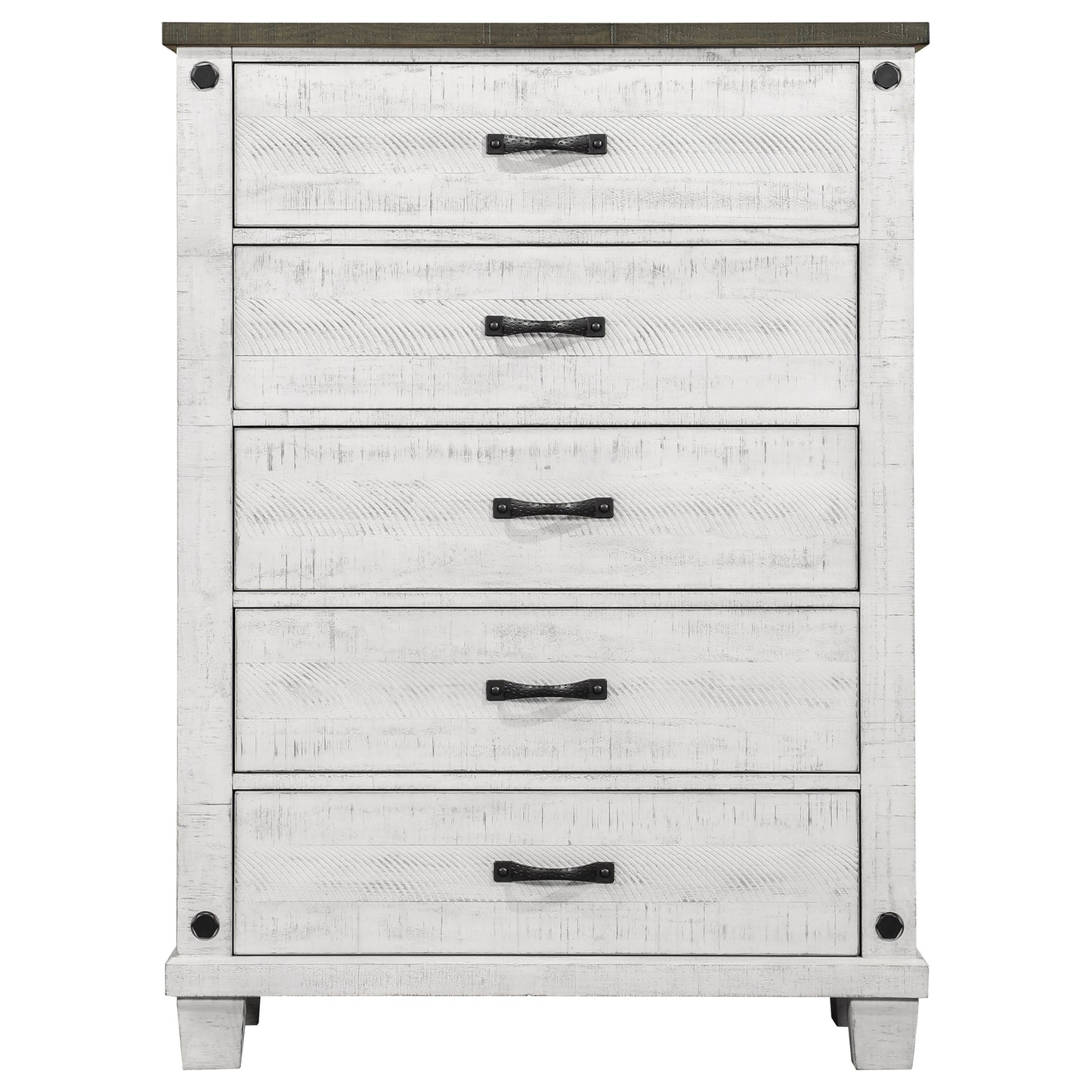 Lilith Wood Eastern King Panel Bed Distressed White