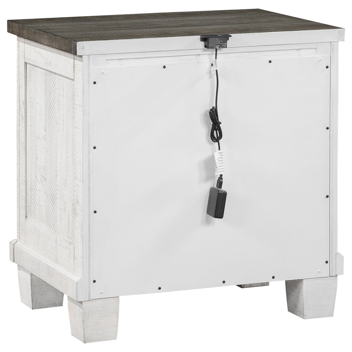 Lilith Wood Queen Panel Bed Distressed White