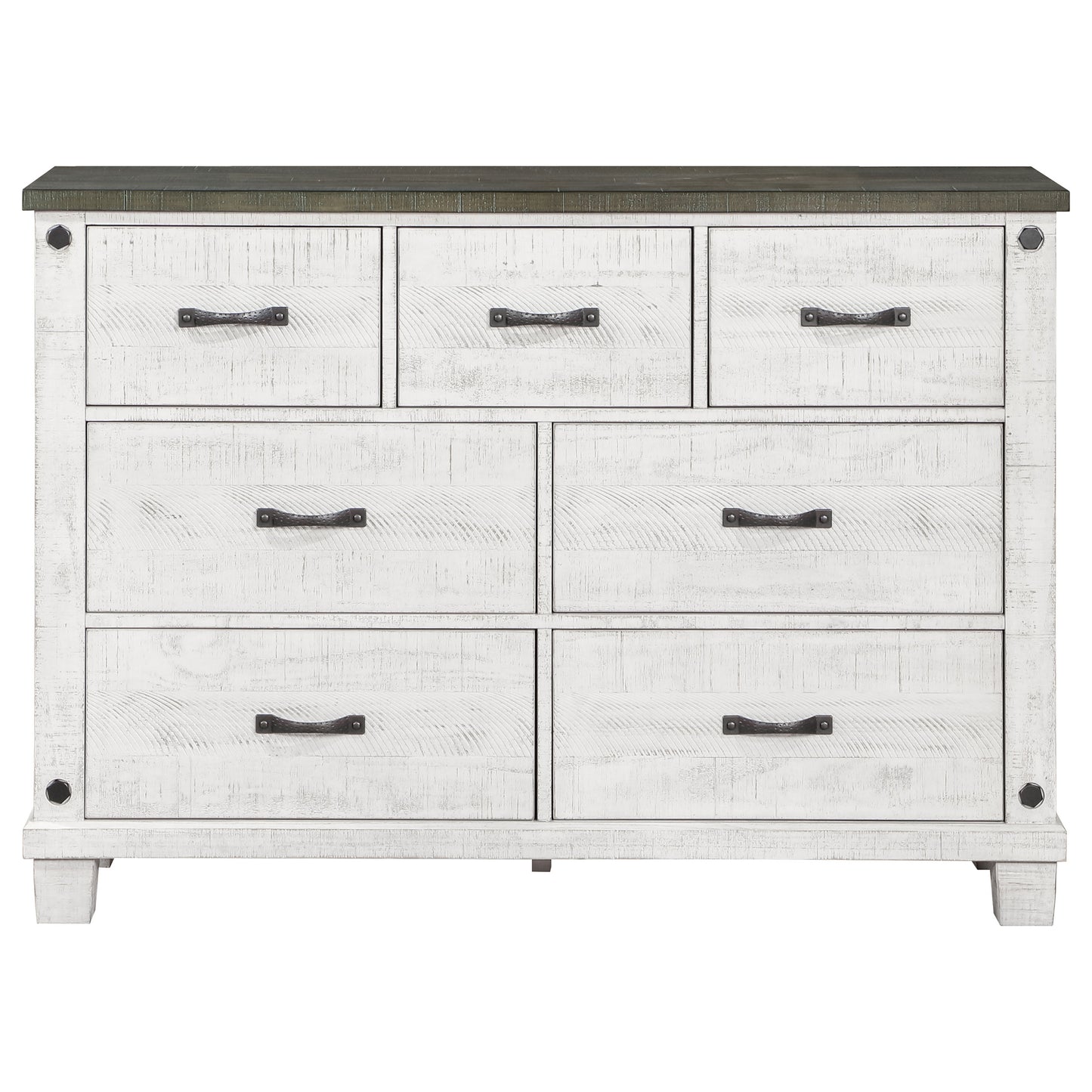 Lilith Wood Queen Panel Bed Distressed White