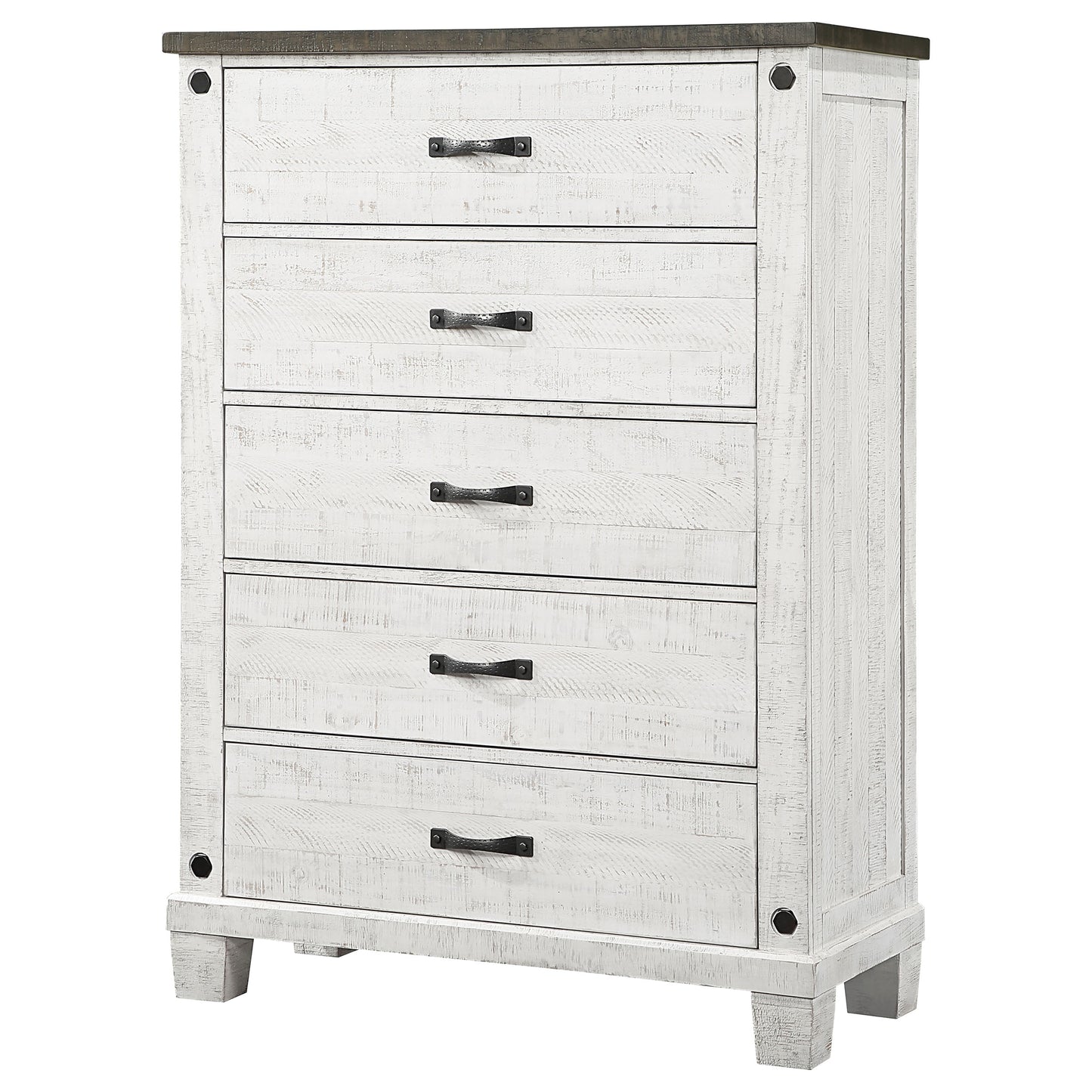 Lilith 5-drawer Bedroom Chest Distressed White