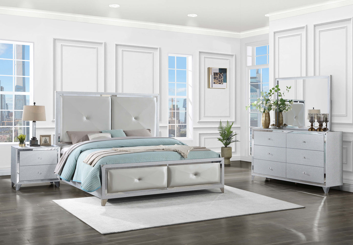 Larue Wood Eastern King Panel Bed Silver
