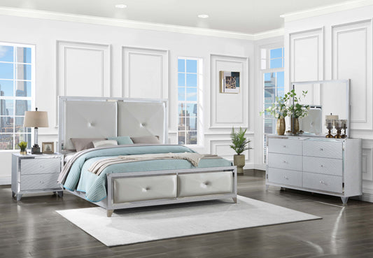 Larue Wood Eastern King Panel Bed Silver