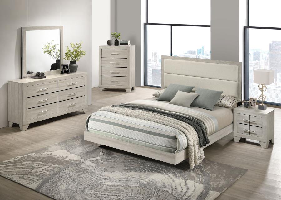 Trenton 54-Inch Wood Full Panel Bed Rustic Cream