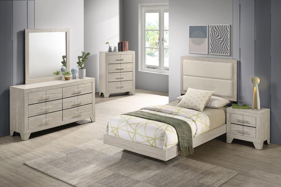 Trenton 54-Inch Wood Twin Panel Bed Rustic Cream