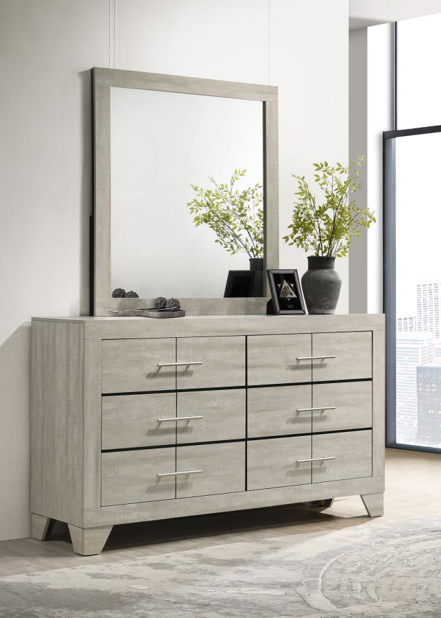 Trenton 6-Drawer Bedroom Dresser With Mirror Rustic Cream