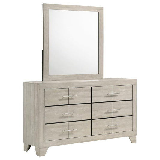 Trenton 6-Drawer Bedroom Dresser With Mirror Rustic Cream