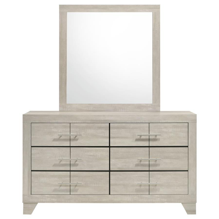 Trenton 6-Drawer Bedroom Dresser With Mirror Rustic Cream