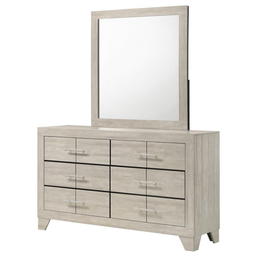 Trenton 6-Drawer Bedroom Dresser With Mirror Rustic Cream